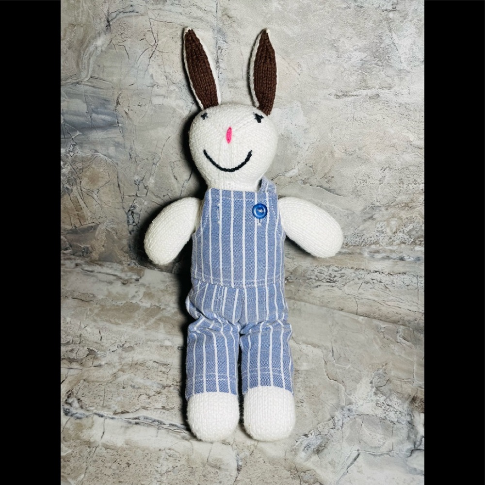 Vintage - Blossom Inspirations Knit Bunny -Plush Rabbit 12” Hand knitted in Peru